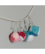 Crochet Multi-Color Cube Earrings / Cube Drops / Handmade Cube Earrings - £8.65 GBP
