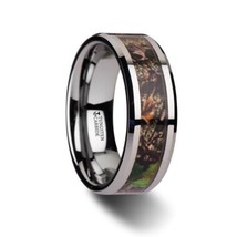 NEW Realistic Tree Camo Tungsten Carbide Ring with Green Leaves - £149.39 GBP