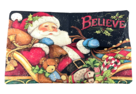 Christmas Throw Pillow Cover Jolly Santa Sleigh Believe Rectangular 20 x... - $14.45