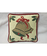 Christmas Two Bell Holly Tapestry Decorative Throw Pillow - £7.10 GBP