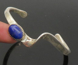 NAVAJO 925 Sterling Silver - Vintage Lapis Lazuli Swirl Cuff Bracelet - BT8877 - $179.67