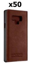 NEW 50-Pack Platinum Genuine Leather BROWN Wallet Case for Samsung Galaxy Note 9 - £112.49 GBP