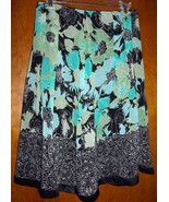 East 5th Petite Green Blue Black Floral Midi Flowy Skirt Size 8 Petite NWT - £7.50 GBP