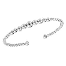 Shiny Gradual Linked Spheres Bead Ball of Sterling Silver Cuff Bracelet - £25.31 GBP