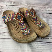 Sam &amp; Libby Thong Sandal Women US 6 Colorful Boho Embroidered Flip Flop Aztec - £11.15 GBP