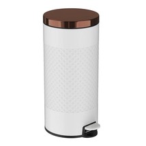 Hands Free White/Gold Metal Step On Trash Can - 8 Gallons - $2,672.82 MXN