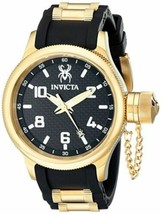 NEW Invicta 17946 Men&#39;s Russian Diver Black Dial Gold/Black Steel-Silicone Watch - £93.37 GBP