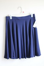 NWT Philosophy M Navy Blue Pull-On Elastic Waist Drape Swing Skirt - $30.40