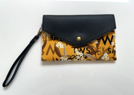 Handmade Canvas Convertible Envelope Wallet Clutch Mustard Yellow Floral... - £15.63 GBP