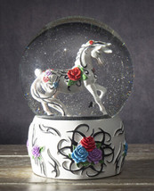 Trail Of Painted Ponies Western Garden Tribal Rose Horse Glitter Water Globe - £32.64 GBP