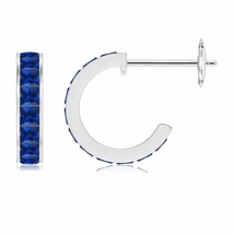 ANGARA Natural Blue Sapphire Square Hoops Earrings in 14K Gold (AAAA, Size-2) - £874.36 GBP