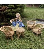 Doll Size Wicker Rattan Furniture Set For Patio Pool Bar Lounge Barbie 5... - $547.17 MXN