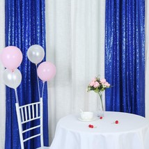 Royal Blue Sequin Backdrop Curtain 2 Panels 2x8ft Glitter Blue Sequin Curtains B - £39.15 GBP