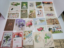 25 VTG Antique Post Card Lot Embossed Holiday Christmas Easter Birthday postcard - £26.61 GBP