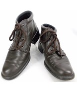 Women&#39;s Ankle Boots Size 7 Leather Brown Low Heel Lace Up Plush Lining Warm - $32.68