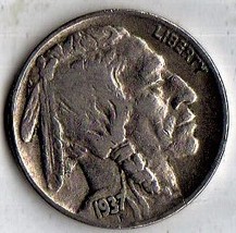 1937 P Buffalo coin (Indian Head) Nickel - £2.80 GBP