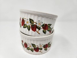 Sheffield Strawberries&#39;n Cream Stoneware Collection 2 Small Bowls Japan Vintage - £19.71 GBP