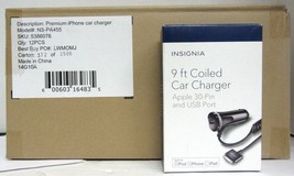 LOT OF 12x Insignia Apple 30-Pin Cable &amp; USB Port 15W Car Charger - $29.02