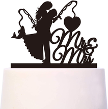 Fishing Wedding Cake Topper Bride And Groom Embrace With MR &amp; MRS Courtship NEW - £6.82 GBP