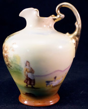 Royal Bayreuth Bavaria Scenic China Pitcher  Maiden Tending Geese in the... - $49.99
