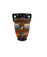 Vintage Japanese Hand Painted Moriage Vase 7&quot; Tall Blue Brown With Handles  - £69.89 GBP