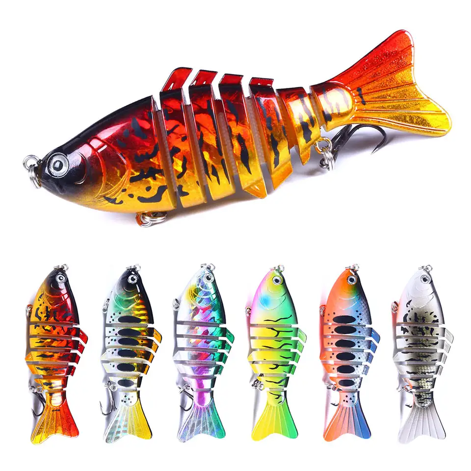 Pike Carp Wobber Fishing Lure 10cm 3D Eyes 7-Segment Lifelike Fishing Ha... - $14.99