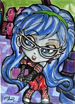 Monster High Ghoulia Yelps Anime Art Original Sketch Card Drawing ACEO PSC Maia - £18.77 GBP