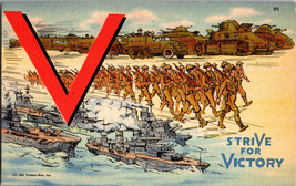 Vtg Postcard &quot;Strive for Victory  &quot;  Victory Series WWII Patriotic c1941 - £9.85 GBP