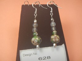 Agate Drangon Vein Gemstone-Energy Jewelry-Earring-Cloisonne Beads #628 - £7.32 GBP