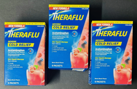 3x Thera Flu Severe Cold Relief Daytime Berry Burst 18 Packets Exp 01/2027 - $22.76