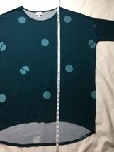 LuLaRoe Irma Womens Tunic Green Blue Polka Dot L  Used - $19.29