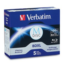 98913 Verbatim M-Disc BDXL 100GB 4X with Branded Surface  5pk Jewel Case Box - $96.99