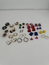 Vintage Earring Lot 20 Pairs 1980s/90s Enameled Metal Pierced Multicolor - $21.46