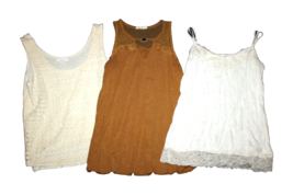 Maurices Women&#39;s Size Large L Tank Top Shirts Lot of 3 White Gold Ivory Floral - £16.93 GBP