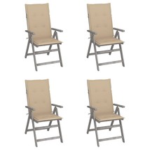  Garden Chair Set of 4 Grey Solid Acacia wood Medium - $7,564.73 MXN