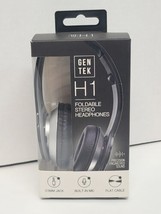 Gen Tek H1 Foldable Stereo Headphones Black/Silver Built In Mic 3.5MM Jack New - £10.82 GBP