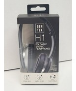 Gen Tek H1 Foldable Stereo Headphones Black/Silver Built In Mic 3.5MM Ja... - £10.79 GBP