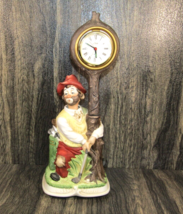 VTG Melody In Motion Willie The Golfer Hand Painted Porcelain Bisque Alarm Clock - £117.32 GBP