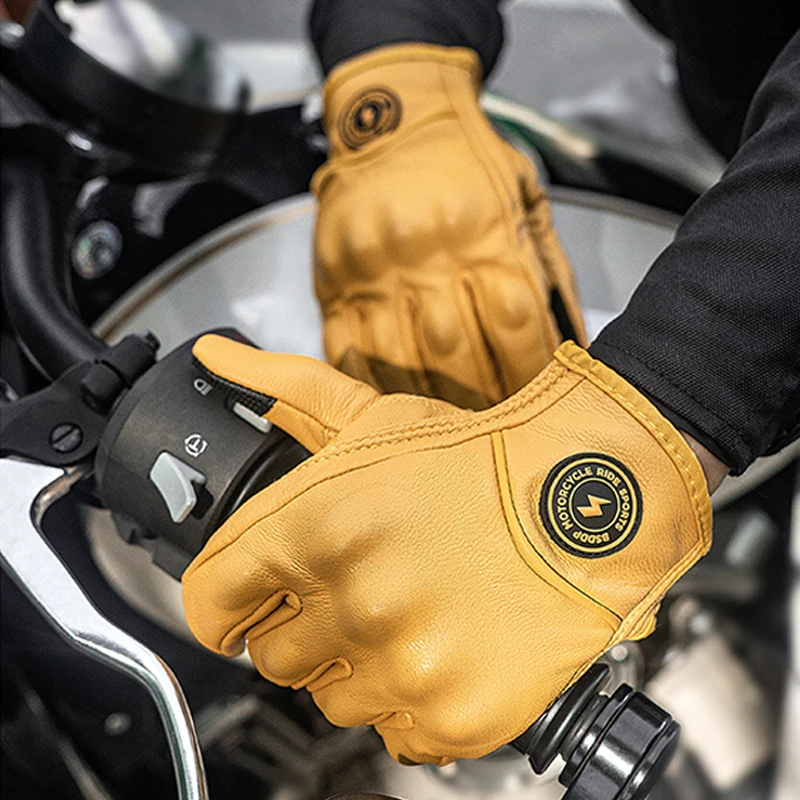 Touchscreen Leather Gloves Motorcycle Gloves Full Finger Protective Gear Racing - £34.63 GBP+