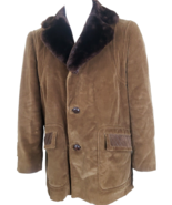 Vtg Corduroy Rancher Jacket Mens 42 Brown Faux Fur Collar Cortefiel Coat... - $126.70