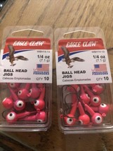20 Eagle Claw Ballhead Fishing Jigs 1/4 oz Pink &amp; White Eye Ball Head &amp; Hooks - £14.31 GBP