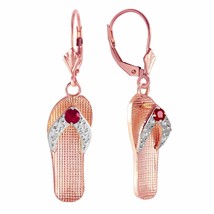 Galaxy Gold GG 14k Solid Gold Shoes Leverback Earrings 0.3 ct Ruby (Rose... - £490.23 GBP+