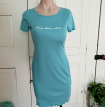 Sincerely Jules dress bodycon Jr Large aqua blue ribbed knee length New - £13.13 GBP