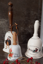Lot 3 Vintage Christmas Bells Porcelain 1 Gorham Tiny Tim 1 Enesco 1 Unknown - £14.65 GBP