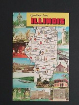 Illinois IL State Map Large Letter Greetings Dexter Press c1960s UNP Postcard (a - $4.99