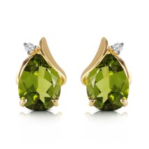 Galaxy Gold GG 14k Yellow Gold Stud Earrings with Diamonds and Peridots - £465.44 GBP