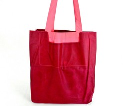 Color Bright Pocket Tote ~ Burgundy &amp; Pink, 14&quot; x 16&quot;, Non-Woven Fabric, #TB2080 - £5.44 GBP