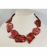 Red Jasper Natural Stone Slav Statement Sterling Silver Necklace NWOT - €67,96 EUR