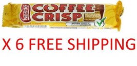 6 Coffee Crisp Chocolate Bars Full Size 50g Each NESTLE Canada FRESH DEL... - $15.83