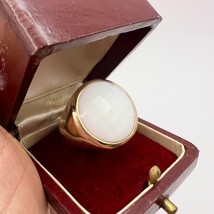 Massive Vintage Women&#39;s Jewelry Ring Gilt Sterling Silver 925 White Opal Size 7 - £95.92 GBP